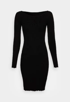 Anna Field Boat Ausschnitt Mini Strickkleid Mit Geschweiften Rändern - Strikket Kjole - Black