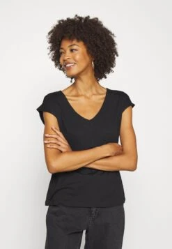 Anna Field Basic V Neck Drop Shoulder 2 Pack- T-Shirts - Black/White -Anna Field 1f193f8515c34f9fa01901a15f96e6ed