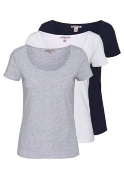 Anna Field 3 Pack - T-Shirts - White/Navy/Light Grey Melange