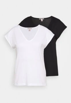 Anna Field Basic V Neck Drop Shoulder 2 Pack- T-Shirts - Black/White -Anna Field 3f70515ddea441198ad67ad028d850d3