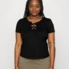 Curvy Front Lace - T-Shirts -Black -Anna Field 4086425c6cea4e0c88a3e747c192861e