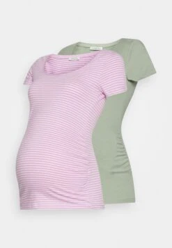 2 Pack - T-Shirts Med Print - Purple/White/Teal